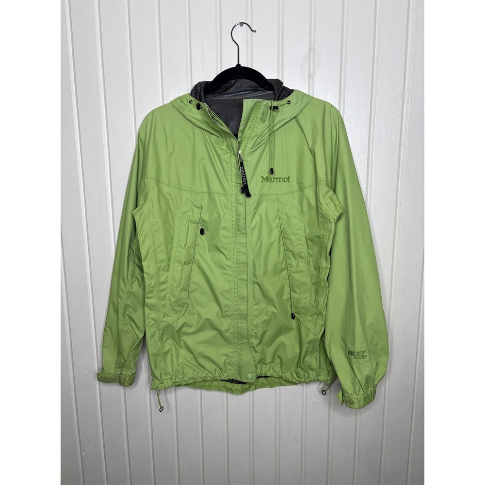 Marmot Gore-Tex Paclite Rain Jacket Womens Lime Green Waterproof Hooded sz M
